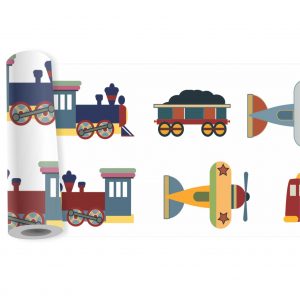 Adesivo Infantil Faixa Border Transporte Trem Aviões B11