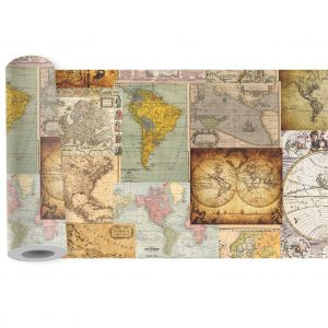 Adesivo Faixa Border Mapas Mundi Vintage B285