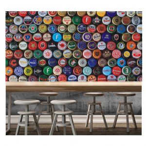 Painel Adesivo Tampinha Cerveja Bebida Bar S125