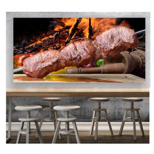 Painel Adesivo Churrasco Carne Assada Churrasqueira S134