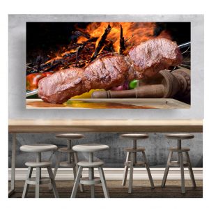 Painel Adesivo Churrasco Carne Assada Churrasqueira S47