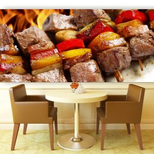 Painel Adesivo Cozinha Carne Espetinho Churrascaria M29