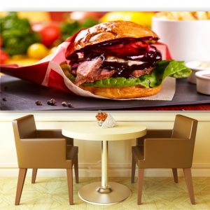Painel Adesivo Cozinha Hambúrguer Lanche M35
