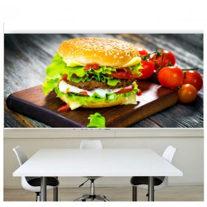 Painel Adesivo Cozinha Hambúrguer Lanche M47