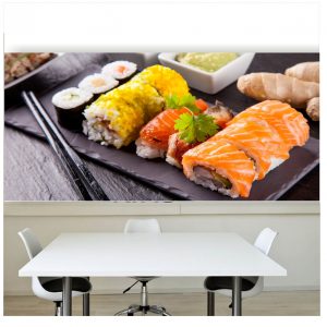 Painel Adesivo Cozinha Sushi Comida Japonesa Sashimi M54