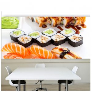 Painel Adesivo Cozinha Sushi Comida Japonesa Sashimi M55