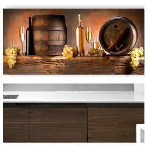 Painel Adesivo Cozinha Vinho Vinícola Barril M70