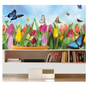 Painel Adesivo Flores Borboletas Flor P27