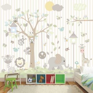 Painel Adesivo Infantil Zoo Safari Árvore GG631
