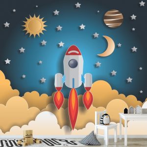 Painel Adesivo Infantil Foguete Astronauta GG656