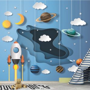 Painel Adesivo Infantil Foguete Astronauta Planetas GG687