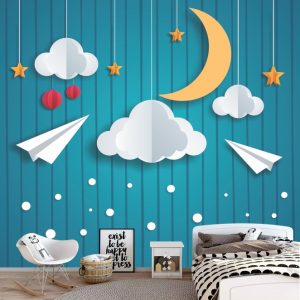 Painel Adesivo Infantil Céu Estrelas Lua GG714