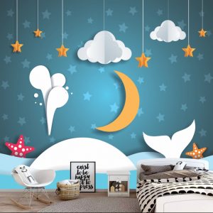 Painel Adesivo Infantil Céu Estrelas Lua GG718