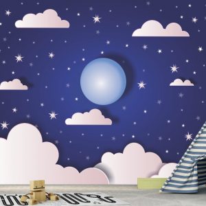 Painel Adesivo Infantil Céu Nuvens Estrelas GG730