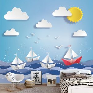 Painel Adesivo Infantil Marinheiro Barco Mar GG684