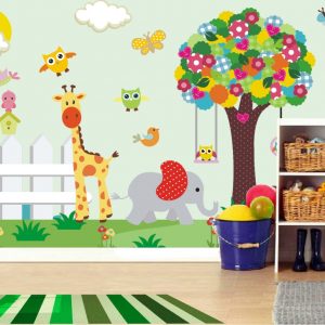 Adesivo Painel Infantil Árvore Zoo Safari M05