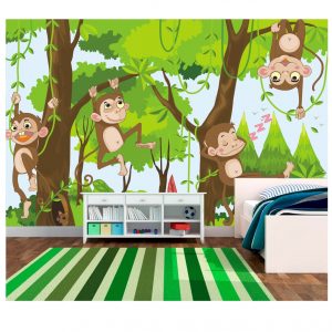Adesivo Painel Infantil Árvore Floresta Macaco M12