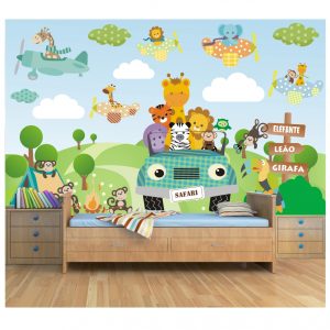 Adesivo Painel Infantil Zoo Safari Animais M21
