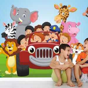 Adesivo Painel Infantil Zoo Safari Animais M50