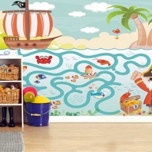 Adesivo Painel Infantil Jogo Mapa Pirata M52