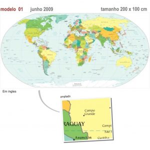 Painel Adesivo Mapas Mundi Países M01