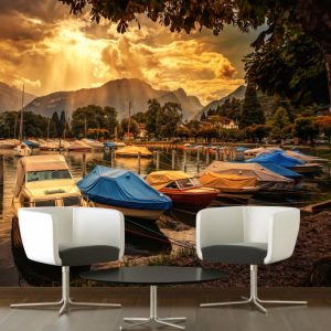 Painel Adesivo Natureza Praia Barcos GG196