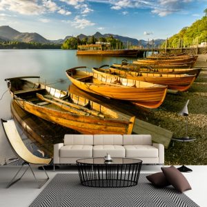 Painel Adesivo Natureza Barco Lagoa GG476