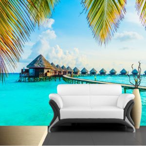 Painel Adesivo Natureza Praia Cabana GG602