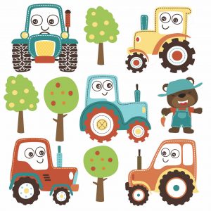 Adesivo Infantil Cartela Trator Transporte C113