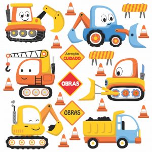Adesivo Infantil Cartela Transporte Trator Caminhão C115