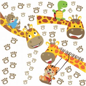 Adesivo Infantil Cartela Zoo Safari Girafa C116