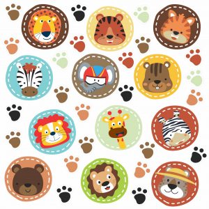 Adesivo Infantil Cartela Zoo Safari Animais C121