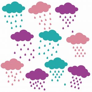 Adesivo Infantil Cartela Nuvem Chuva C02