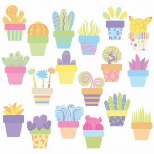 Adesivo Infantil Cartela Vaso Planta Suculenta C04