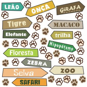 Adesivo Infantil Cartela Zoo Patinhas Placas C61