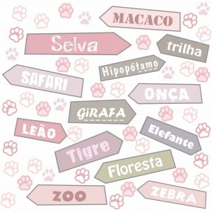 Adesivo Infantil Cartela Zoo Safari Placas C63