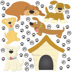 Adesivo Infantil Cartela Cachorro Dog Patinhas C73