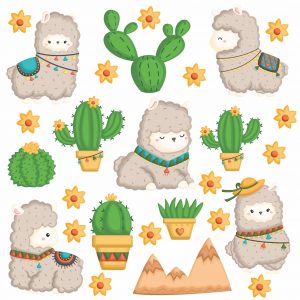 Adesivo Infantil Cartela Lhama Alpaca C88