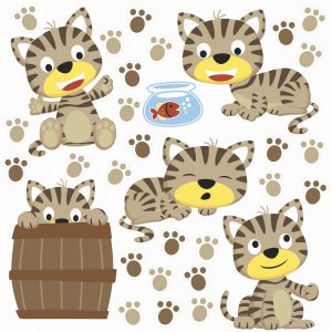 Adesivo Infantil Cartela Gato Pet Patinhas C97