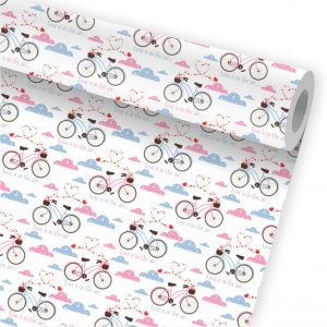 Papel de Parede Infantil Auto Adesivo Nuvens Bicicleta A157