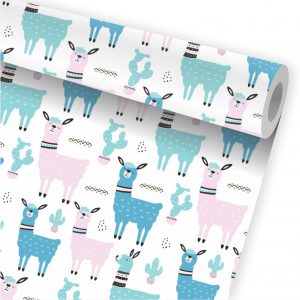 Papel de Parede Infantil Auto Adesivo Lhama Alpaca A230