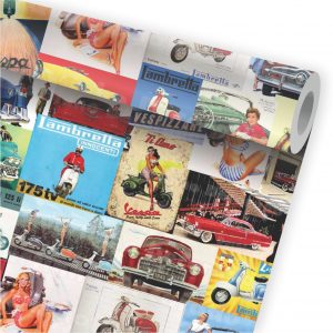 Papel de Parede Auto Adesivo Lambretta Moto Revista Retro A281