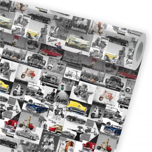 Papel de Parede Auto Adesivo Lambretta Carros Moto Revista Retro A283