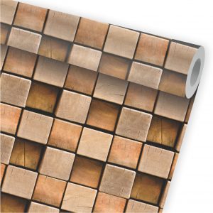 Papel de Parede Auto Adesivo Madeira Mosaico Geométrico A337