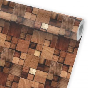 Papel de Parede Auto Adesivo Madeira Mosaico A375