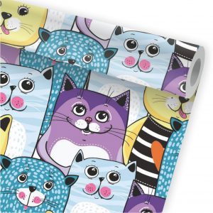Papel de Parede Infantil Auto Adesivo Gatos Pet A400