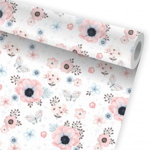 Papel de Parede Auto Adesivo Tropical Flores Folhagem A474