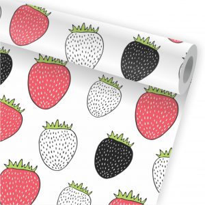Papel de Parede Auto Adesivo Cozinha Morango Fruta A56