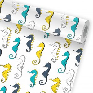 Papel de Parede Infantil Auto Adesivo Cavalo Marinho A71