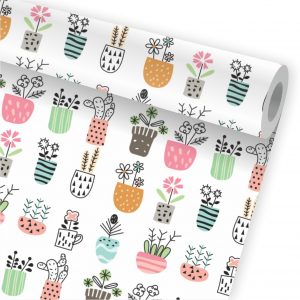 Papel de Parede Infantil Auto Adesivo Suculentas A85